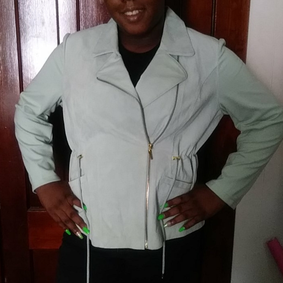 Mint green suede Iman jacket - Picture 3 of 6